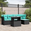 vidaXL 6 Piece Garden Sofa Set with Cushions Poly Rattan - Black without storage - 2 of 4