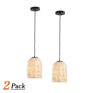 ALOADECOR Modern Farmhouse Natural Capiz Seashell Single Pendant Light Coastal Cylinder Hanging Light For Kitchen and Dining Room£¨2-Pack£© - 1 of 4