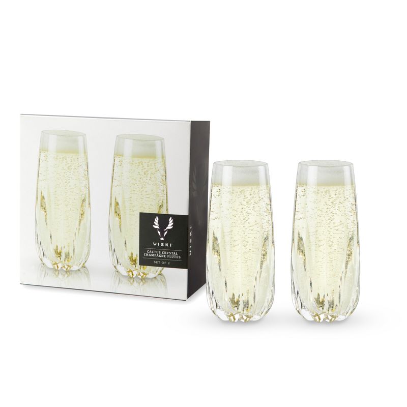 Viski Raye Crystal Champagne Flutes Set of 2, 1 of 10