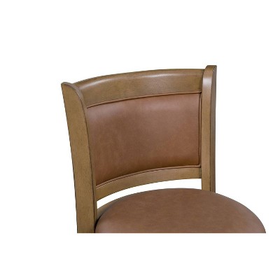 Caramel Faux Leather and Wood Swivel Counter Stool