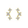Pompeii3 1/5Ct TW 3-Stone Diamond Crawler Earrings 14k Gold Studs Lab Created 1/3" Tall - 4 of 4