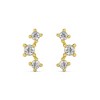 Pompeii3 1/5Ct TW 3-Stone Diamond Crawler Earrings 14k Gold Studs Lab Created 1/3" Tall - image 4 of 4