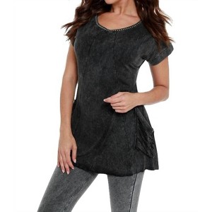 Women's Beaded Short Sleeve Tunic - ANGEL - 1 of 4