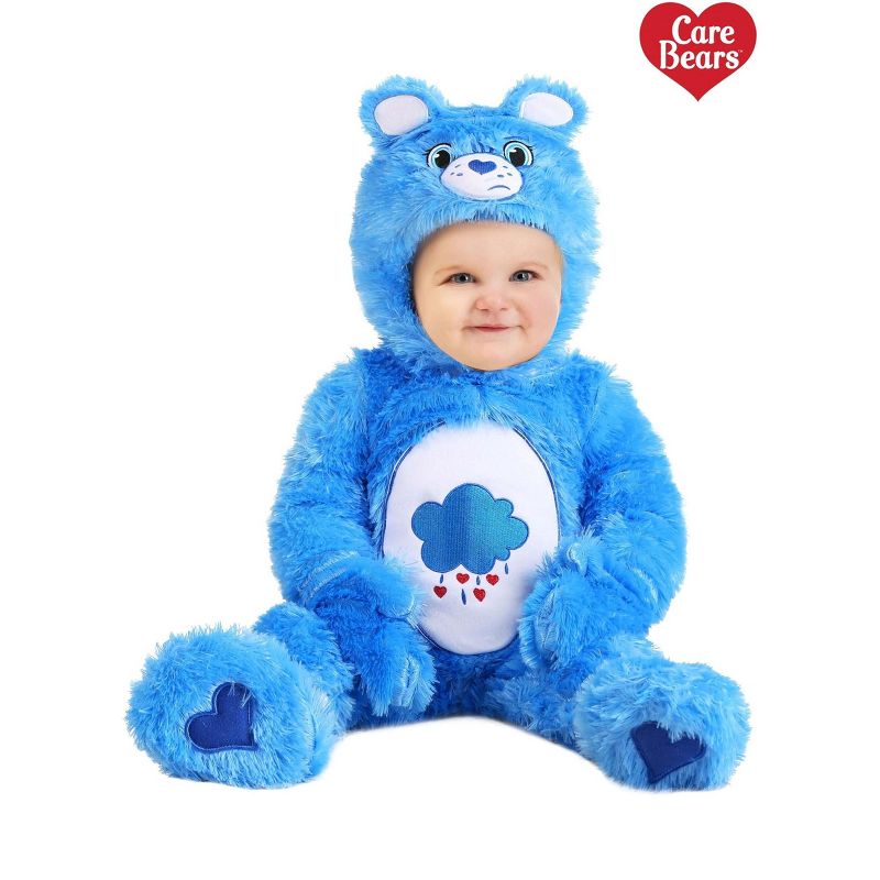 HalloweenCostumes.com Care Bears Grumpy Bear Costume for Infants, Blue Bear One-piece for Babies, Fuzzy Bear Jumpsuit for Halloween., 3 of 5