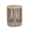 MOEPISY Outdoor Rattan Rope and Acacia Wood Side Table, Teak and Beige - 4 of 4