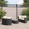 vidaXL Patio Sofa Set with Cushions Lounge Setting Outdoor 5 Piece Poly Rattan - Black and Cream - 2 of 4