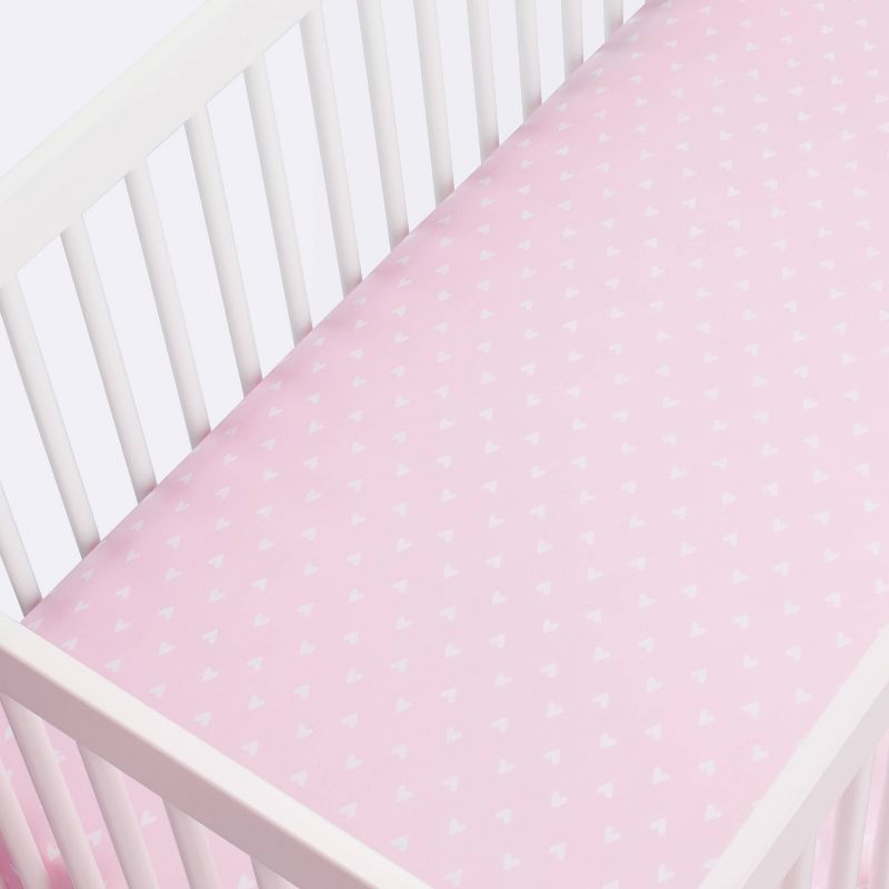 Fitted Crib Sheet Hearts - Cloud Island&#8482;  Pink, 4 of 7