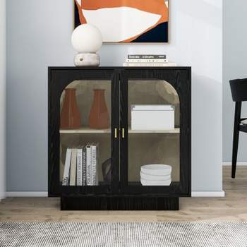 Aubrey Storage Cabinet with 2 Acrylic Door,Free Standing Accent Cabinet,Sideboards and Buffets With Adjustable Shelves-The Pop Home
