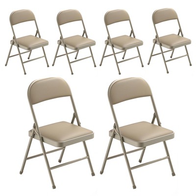 SKONYON 6 Pack Folding Chairs Portable Padded Office Kitchen Dining Chairs