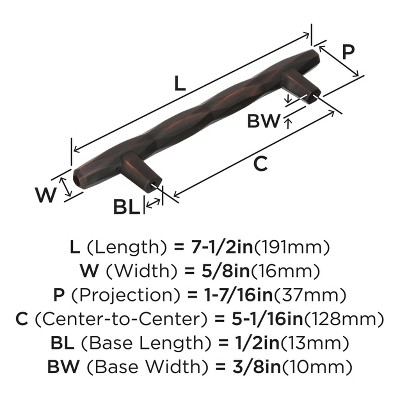 St. Vincent Oil Rubbed Bronze 5-1/16" Bar Pull