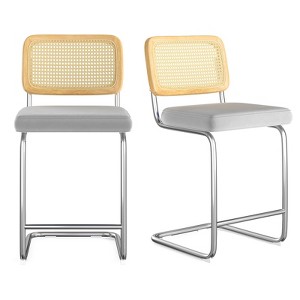 Bencmate Dining Chairs, Counter Height Bar Stools Set of 2, Upholstered Velvet Barstools, 24 inch, Gray, 17.7"*18.9"*37.4" - 1 of 4