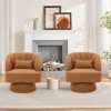 Modern Swivel Barrel Accent Chair, 360 Degree Velvet Upholstered Armchair with Striped Backrest & Plush Padding, Comfy Round Lounge Chair - 3 of 4