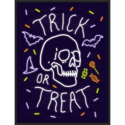 18" x 24" Neon Halloween I by Victoria Barnes Framed Wall Canvas - Amanti Art