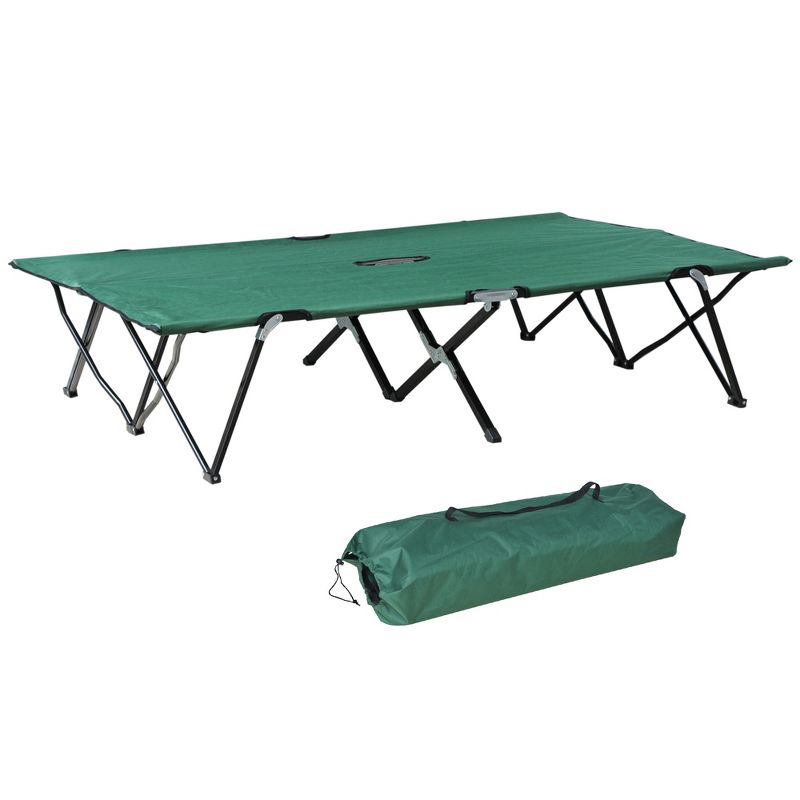 Outsunny 2 Person Folding Camping Cot, Portable Sleeping Cot with Carry Bag, 4 of 9