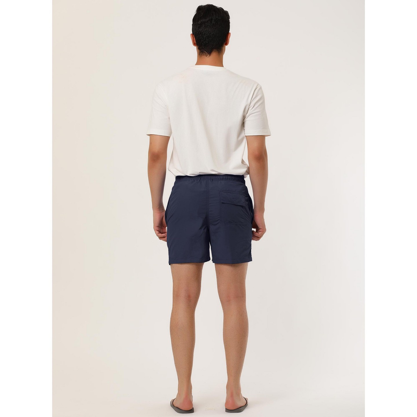 Мужские шорты Lars Amadeus Summer Beach Solid Color Mesh Lining Drawstring Waist Swim Shorts 30 Dark Blue, цвет: Тёмно-синий — фото 5