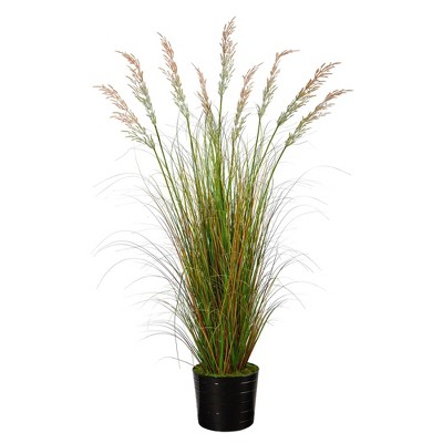 Nearly Natural 6-ft Grass Artificial Plant In Black Tin Planter : Target