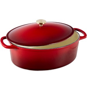 Best Choice Products Oval 7.5 Quart Cast-Iron Dutch Oven, Heavy-Duty w/ Enamel, Side Handles - 1 of 4