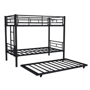 NicBex Twin/Twin Sturdy Metal Bunk Beds with Optional Trundle,Ladder&Full-Length Guardrails,Heavy Duty Bunkbeds for Teens&Adults,350lbs Max - 1 of 4