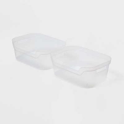 2pk Medium Open Front Storage Bins Clear - Brightroom™: Plastic, Portable, Nesting, Universal Utility Tubs, 8.6 Volume