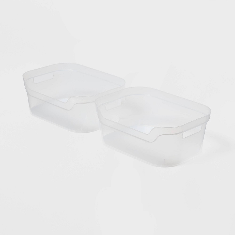 2pk Medium Open Front Storage Bins Clear - Brightroom™: Plastic, Portable, Nesting, Universal Utility Tubs, 8.6 Volume