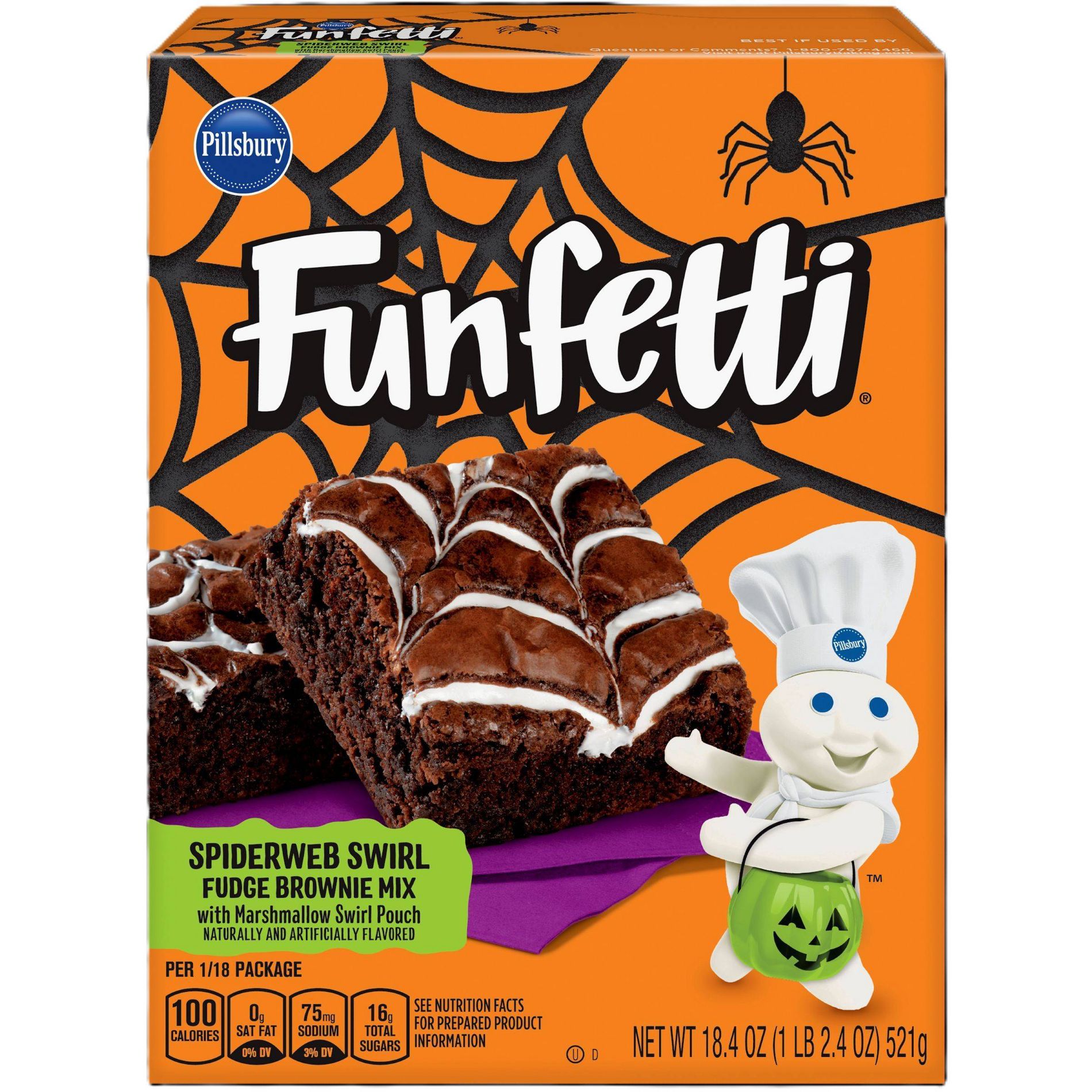 Pillsbury Funfetti Halloween Spiderweb Swirl Fudge Brownie Mix - 18.4oz