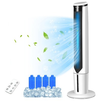 Tangkula 3-IN-1 Evaporative Air Cooler, Swamp Cooler Portable Cooling Tower Fan with Remote Control, 70° Oscillation, 7H Timer, 4 Ice Packs