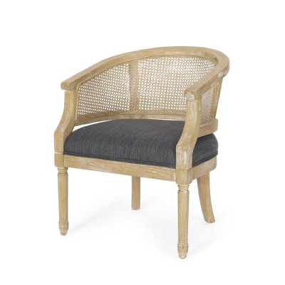 Vynxaria Country Accent Chairs - Charcoal Rubber Wood with Cane Webbing