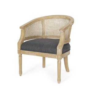 Vynxaria Country Accent Chairs - Charcoal Rubber Wood with Cane Webbing - 1 of 4
