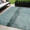 Teal Blue Aqua And Charcoal Abstract Washable Indoor Outdoor Area Rug - 2 of 4
