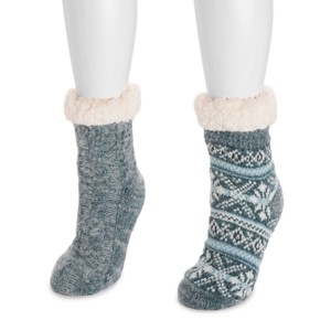 MUK LUKS Women's Chenille Eyelash Mix Cabin Sock (2 Pair Pack) - 1 of 3