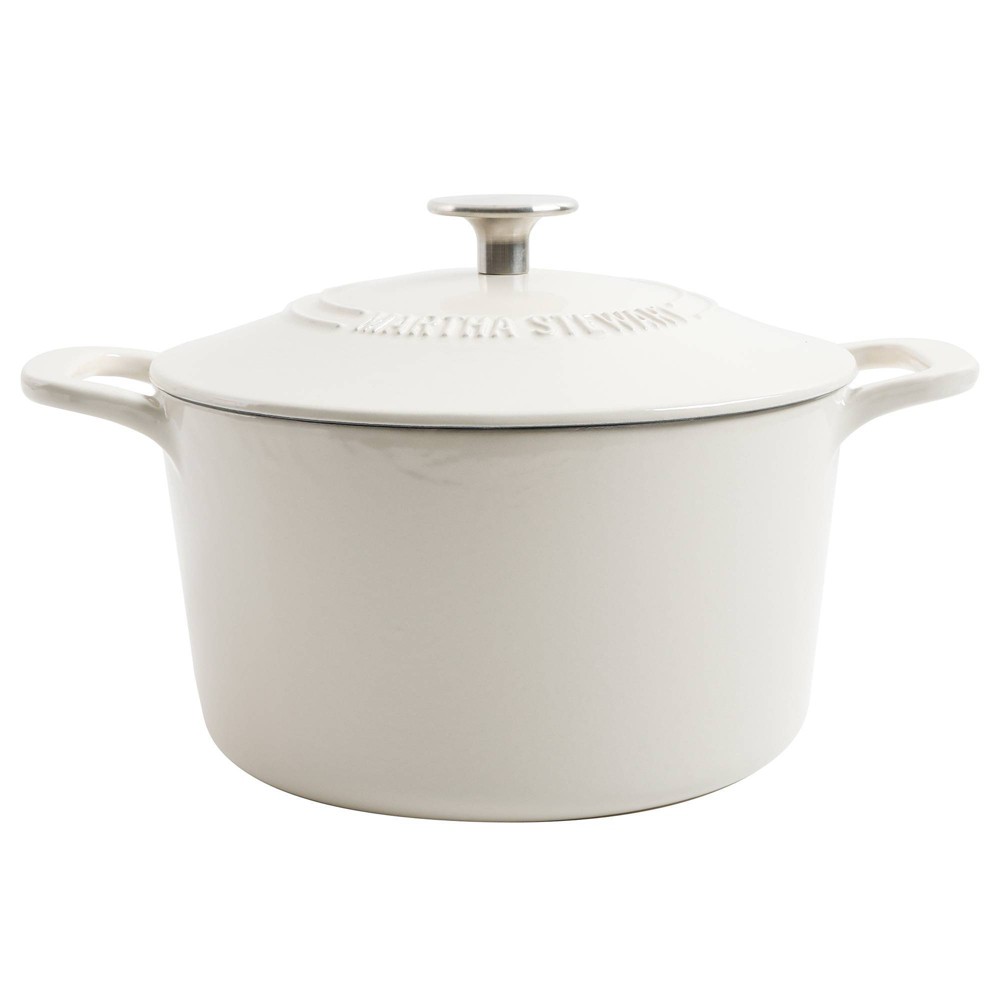 Martha Stewart Gatwick 7qt Enamel Cast Iron Dutch Oven Linen with Silver Knob