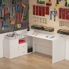 FUFU&GAGA White L-Shaped Corner Computer Desk PC Table Shelf Drawer - 2 of 4