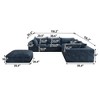 GDFStudio Hawthorne Modern 118.2" Corduroy Fabric and Feather-filled Upholstered 6-Seater Sectional Sofa with Ottoman, Navy Blue - 4 of 4