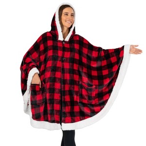 PAVILIA Angel Wrap Hooded Blanket for Women Adult, Wearable Cozy Wrap Throw Fleece Shawl Cape - 1 of 4