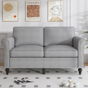 Mjkone Modern Loveseat Sofa Couch with Solid Wood Frame and 4 Gourd Shapes Legs - 1 of 4