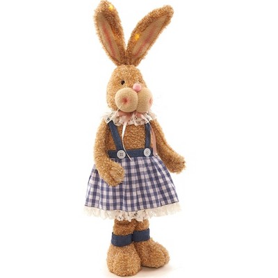 The Lakeside Collection Bunny Plush Figure Lighted 20 Inch Tall Or Lighted Carrot Garland - Bunny in Dress