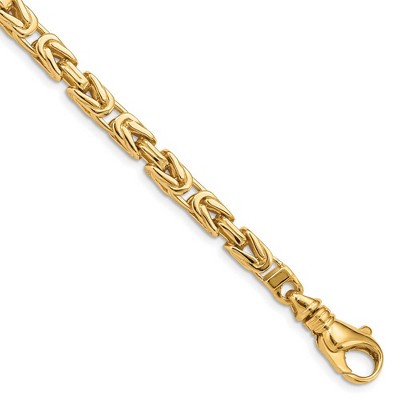 Black Bow Jewelry 5mm 14K Yellow Gold Solid Byzantine Chain Bracelet, 8.75 Inch