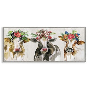 Stupell Industries Three Cows Seasonal Floral Crowns Framed Giclee Art - 1 of 4