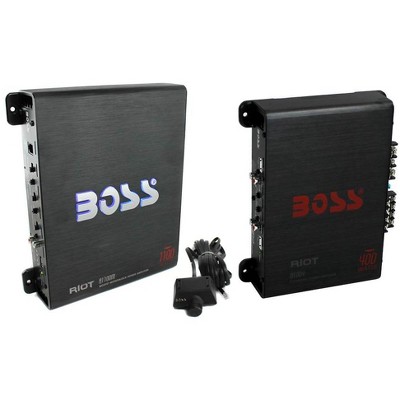 BOSS AUDIO Riot R1100M 1100W Mono Car Amplifier + R1004 4 Channel Audio Amp