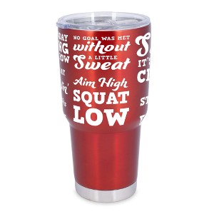 100 North 30 Ounce Stainless Steel On the Go Travel Tumbler With Push Top Lid, Aim High Squat Low Red - 1 of 4