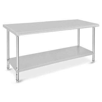 Stainless Steel Kitchen Cart, 36 x 24 x 35 Inches Prep Table with Wheels and Backsplash