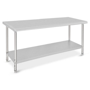 Stainless Steel Kitchen Cart, 36 x 24 x 35 Inches Prep Table with Wheels and Backsplash - 1 of 4