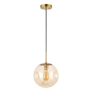 Cyril 10" Height Adjustable Pendant - PND4145 - Amber/Brass - Safavieh - 1 of 4