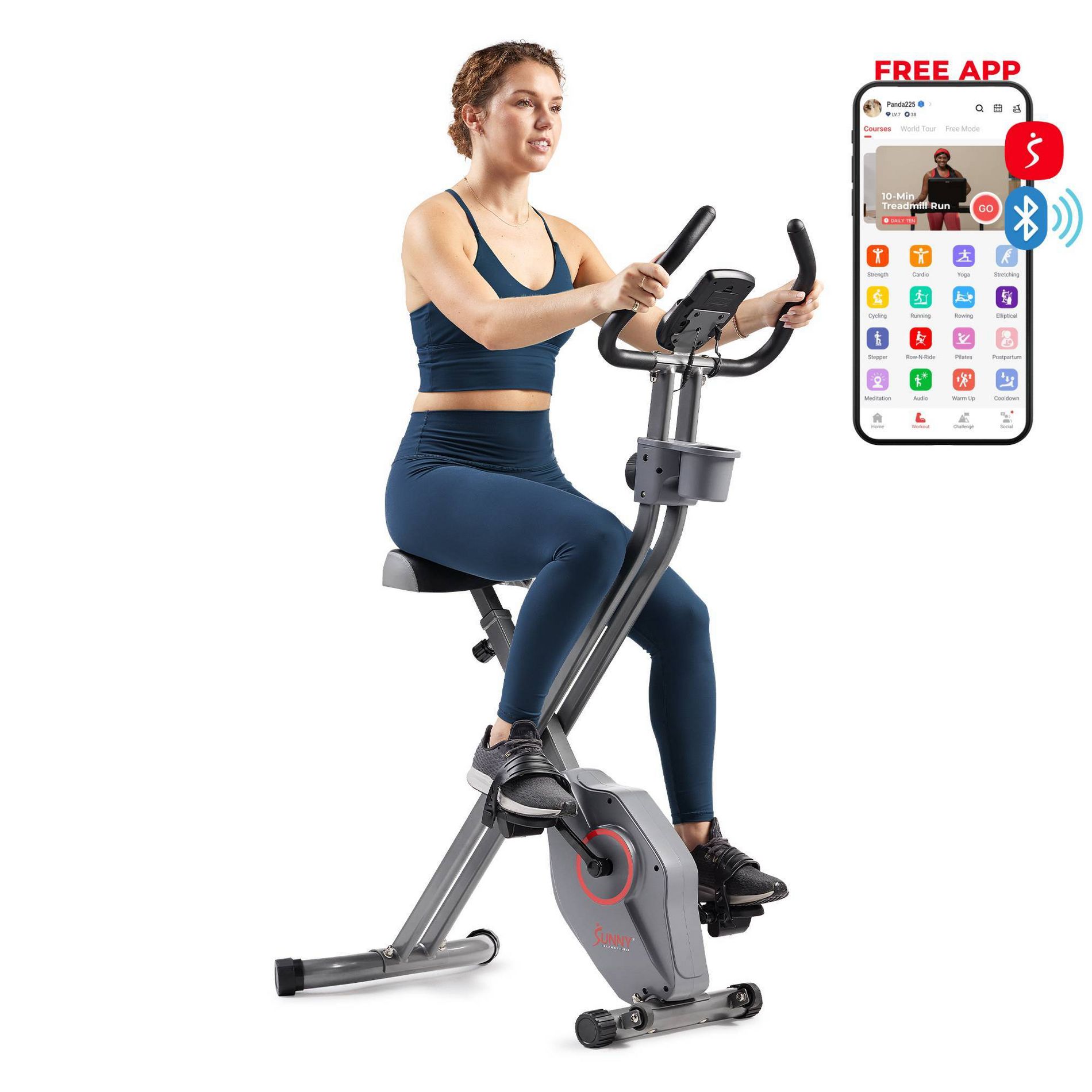 Sunny Health & Fitness Foldable Magnetic X-Bike Pro Exercise Bike - Black