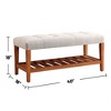 PAGED Modern Wooden Ottoman Foot Rest with Open Storage and Padded Seat, Mid-Century Upholstered Entryway or Living Room Bench - 2 of 4