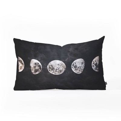 14"x23" Emanuela Carratoni Mystery Moon Lumbar Throw Pillow Black - Deny Designs