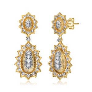 Guili Rhodium and 14K Gold Plated Elegant Cubic Zirconia Drop Earrings, Stylish and Sparkling Jewelry for Everyday or Special Occasions - 1 of 3
