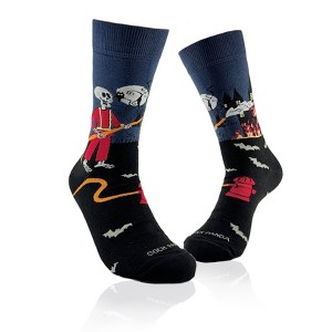 Skeleton Fireman and Haunted House Socks from the Sock Panda (Adult Large or Tween Size Small) - Great for Halloween - 1 of 4