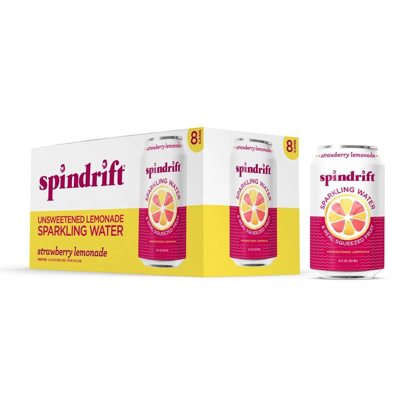 Spindrift Strawberry Lemonade Sparkling Water - 8pk/12 fl oz Cans, 1 of 6