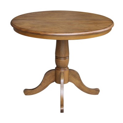 Pecan Round Extendable Wood Counter Height Table